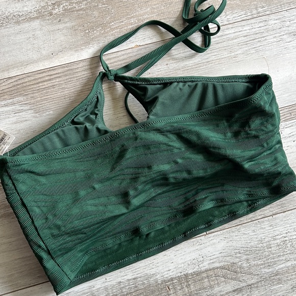 NWT Aerie Emerald Green Textured Halter Top Bathing Suit • L - Picture 6 of 7